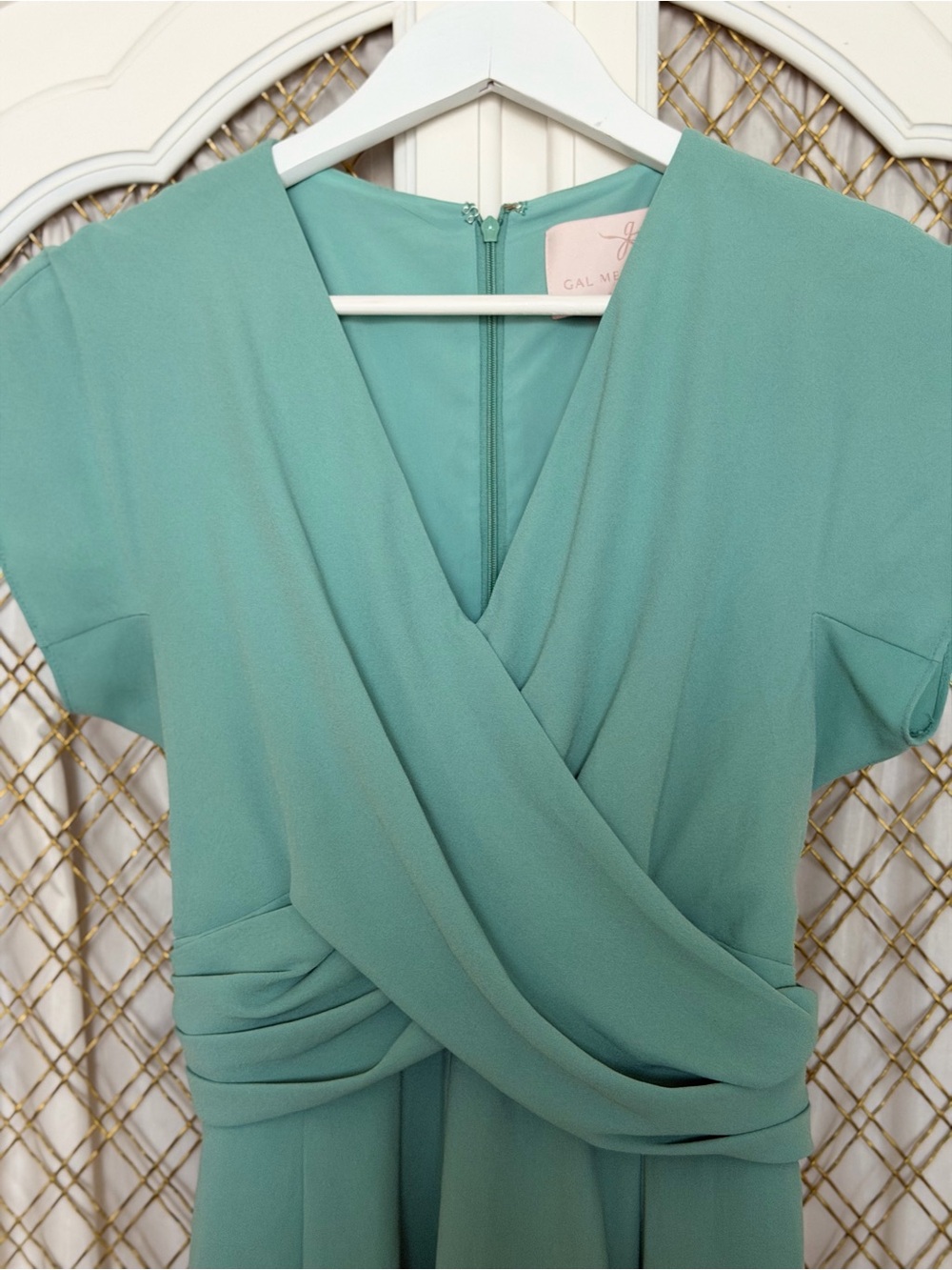 Gal Meets Glam Sage Green Wrap Midi Dress - Picture 4 of 6